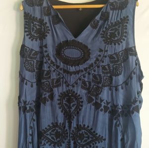 Lucky Brand 1X blue/black sleeveless top